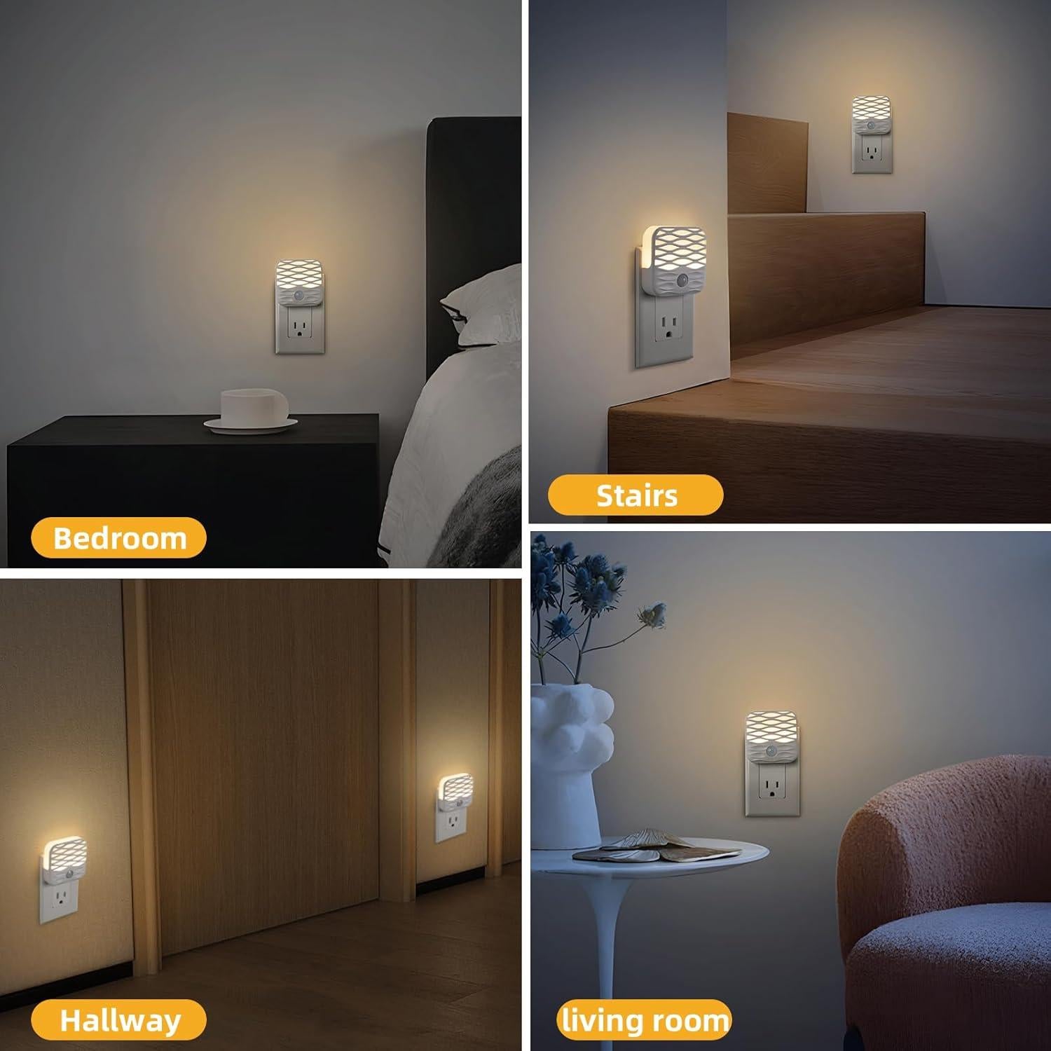 Dawnrise 3 Luces Nocturnas Enchufables con Sensor de Movimiento 3000K