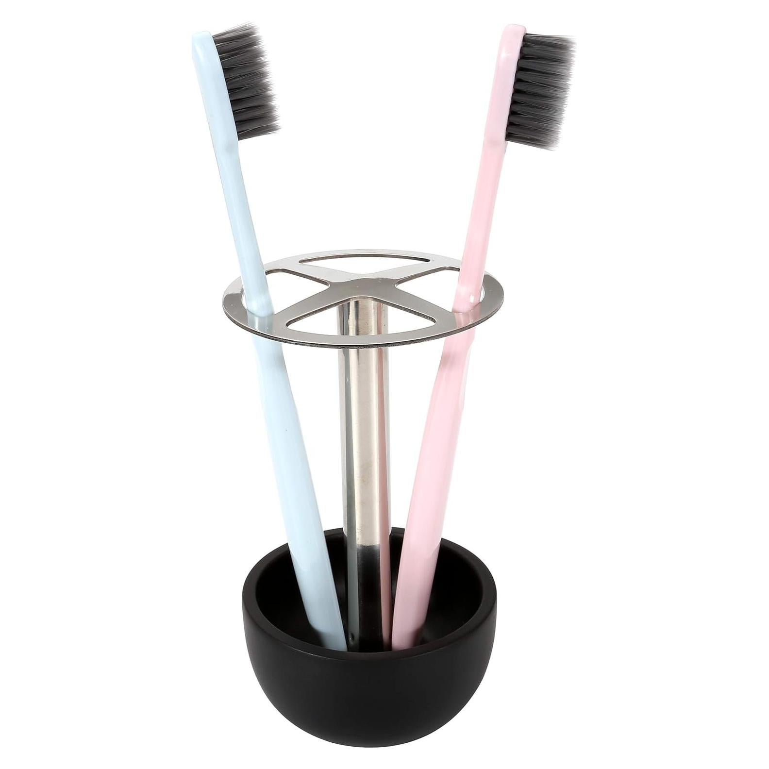 Soporte organizador de cepillos de dientes CozyCabin acero inoxidable negro