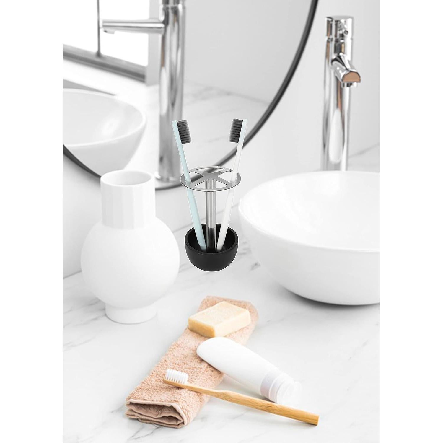 Soporte organizador de cepillos de dientes CozyCabin acero inoxidable negro