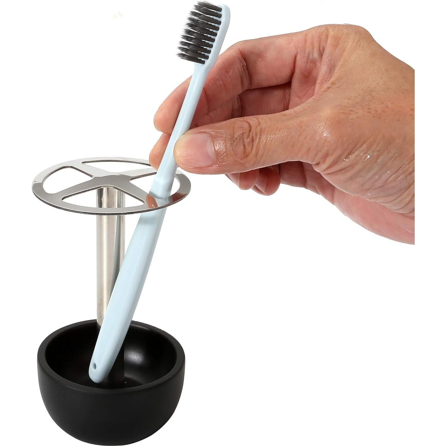 Soporte organizador de cepillos de dientes CozyCabin acero inoxidable negro