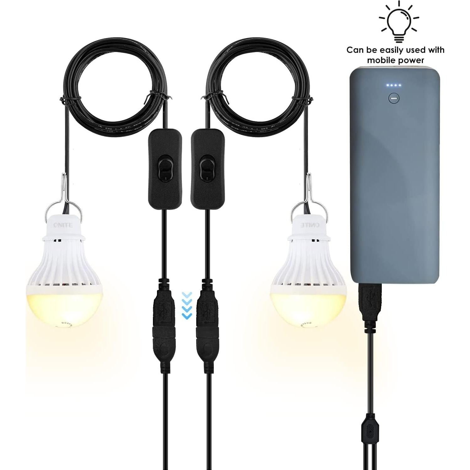 Onite 2 Bombillas LED USB 2700K Blanco Cálido para Emergencias