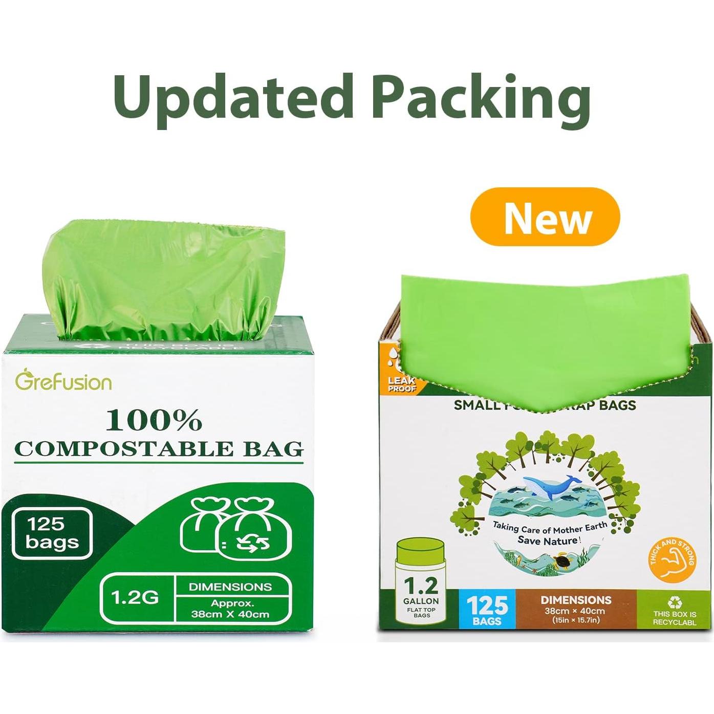 Bolsas Compostables GreFusion 1.2 Galones 125 Unidades