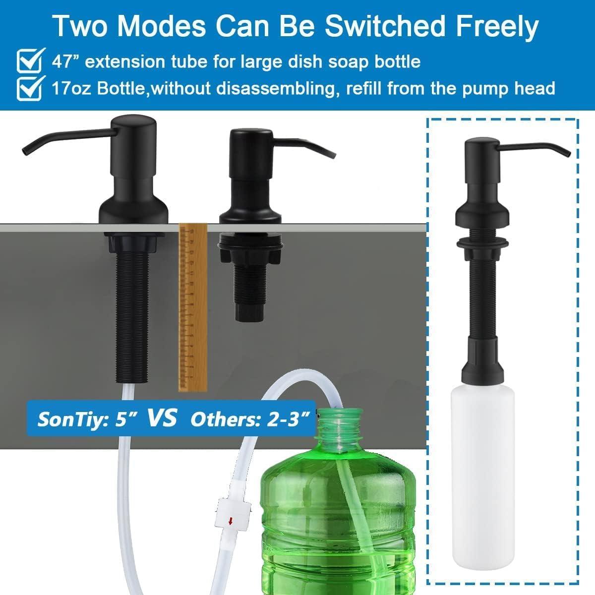 Dispensador de Jabón SonTiy Acero Inoxidable 500ml Negro Mate