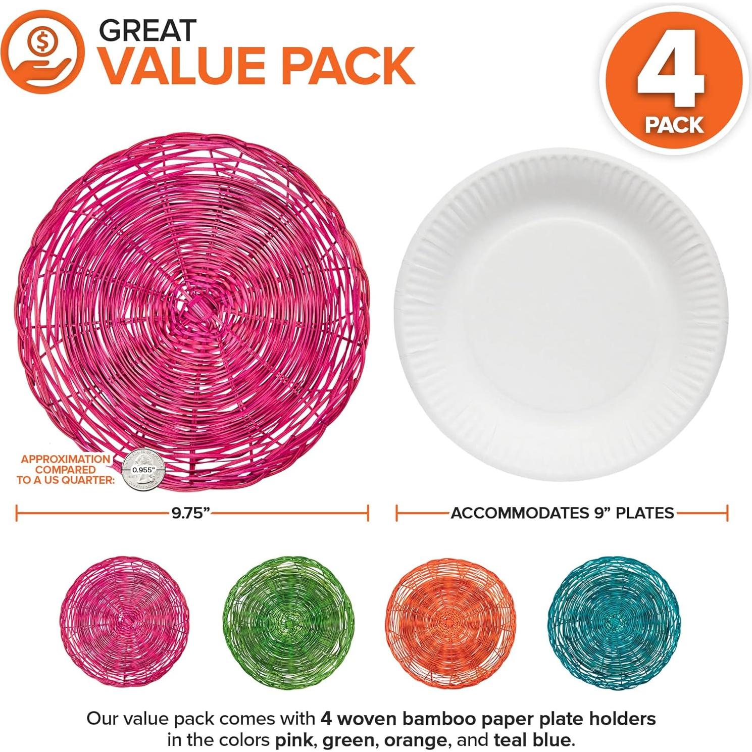 Soportes para Platos de Papel Suministra tu Hogar 10" Multicolores - 4 Unidades