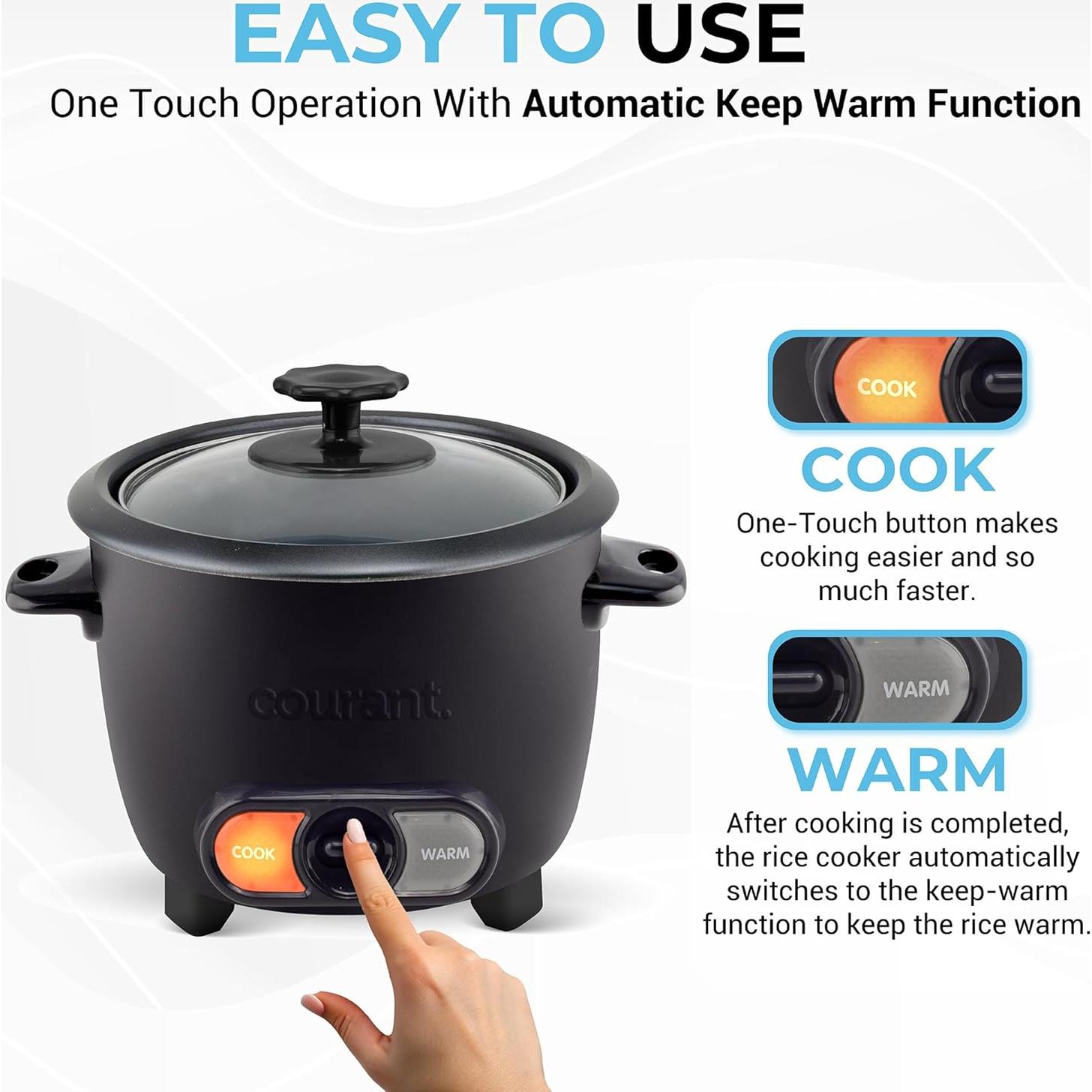 Cocedor de Arroz Courant 6 Tazas Antiadherente Negro