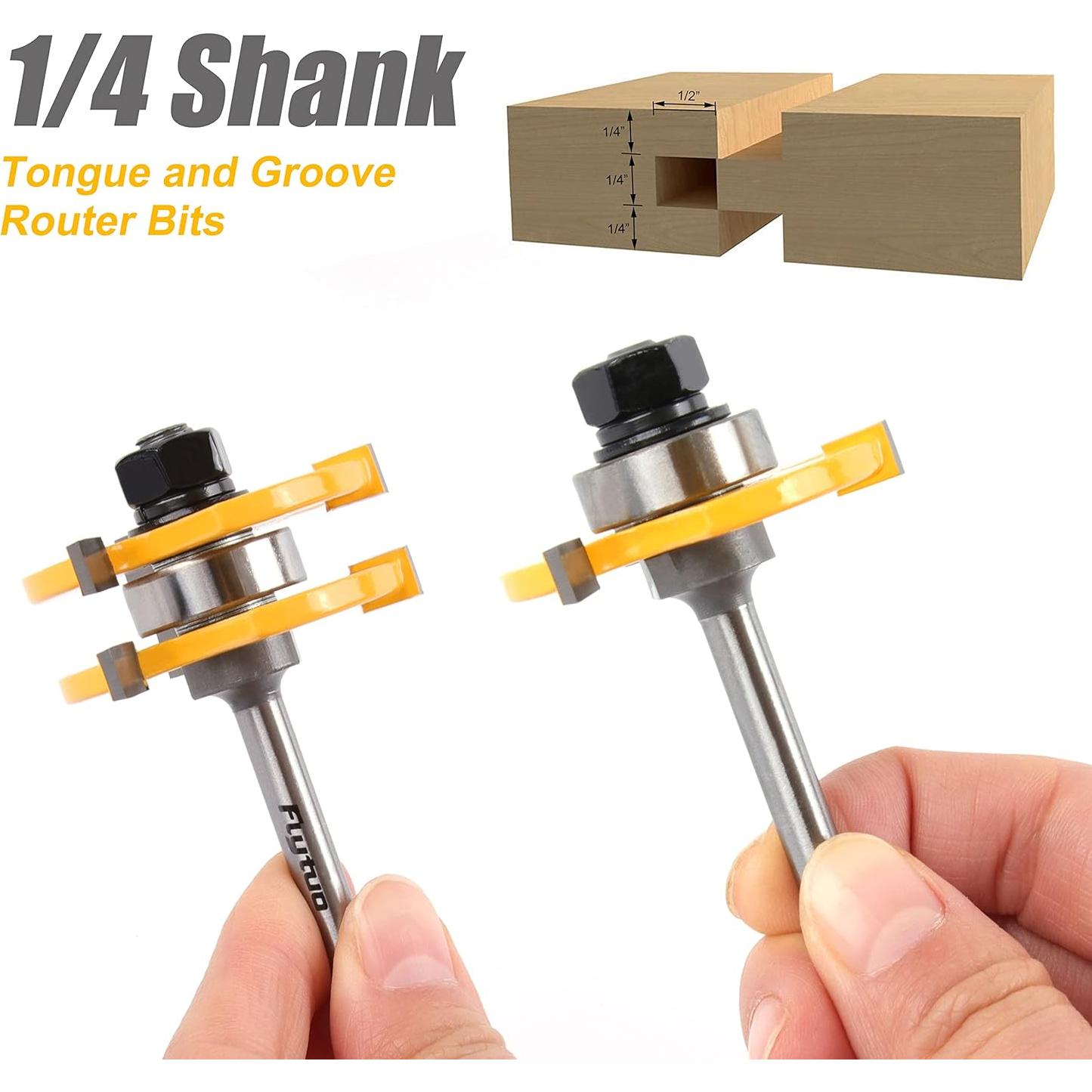 Juego de 2 Fresas de Lengüeta y Ranura Wenzhou 0,64 cm Vástago