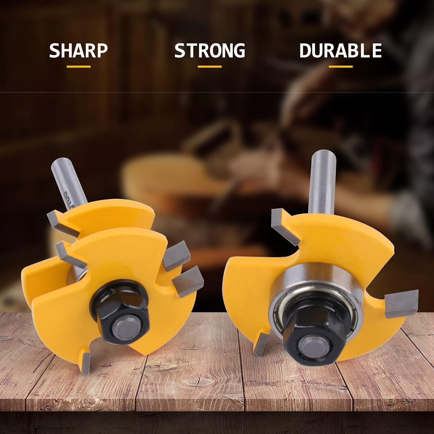 Juego de 2 Fresas de Lengüeta y Ranura Wenzhou 0,64 cm Vástago