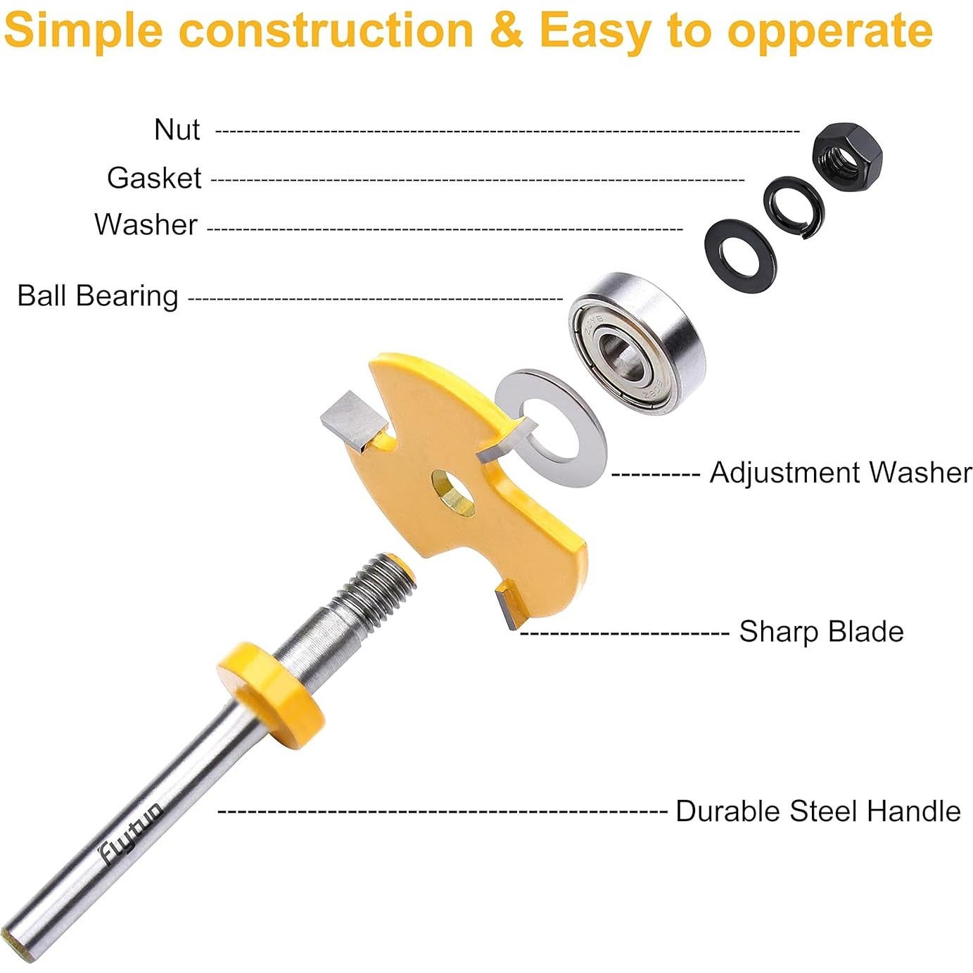 Juego de 2 Fresas de Lengüeta y Ranura Wenzhou 0,64 cm Vástago