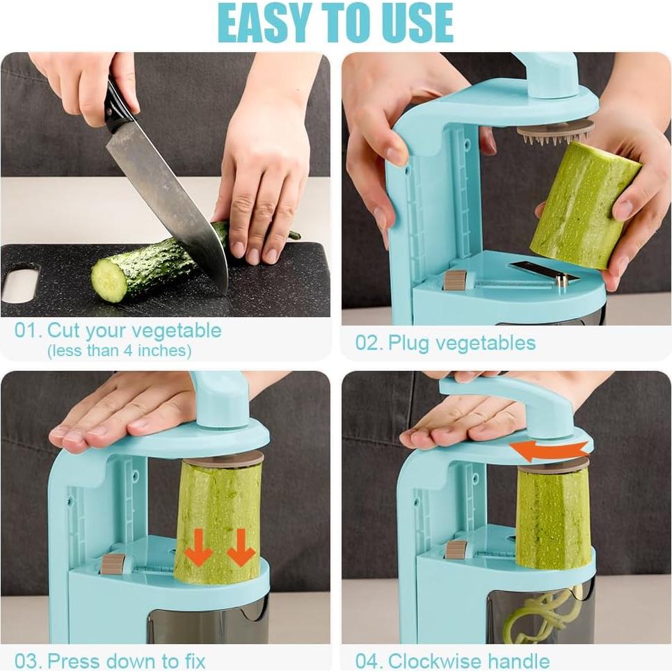 Espiralizador de Verduras Badelite 4 en 1 Manual Azul