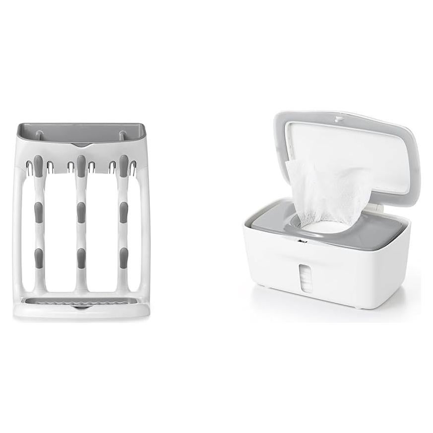 Estante de Secado OXO Tot + Dispensador de Toallitas Gris