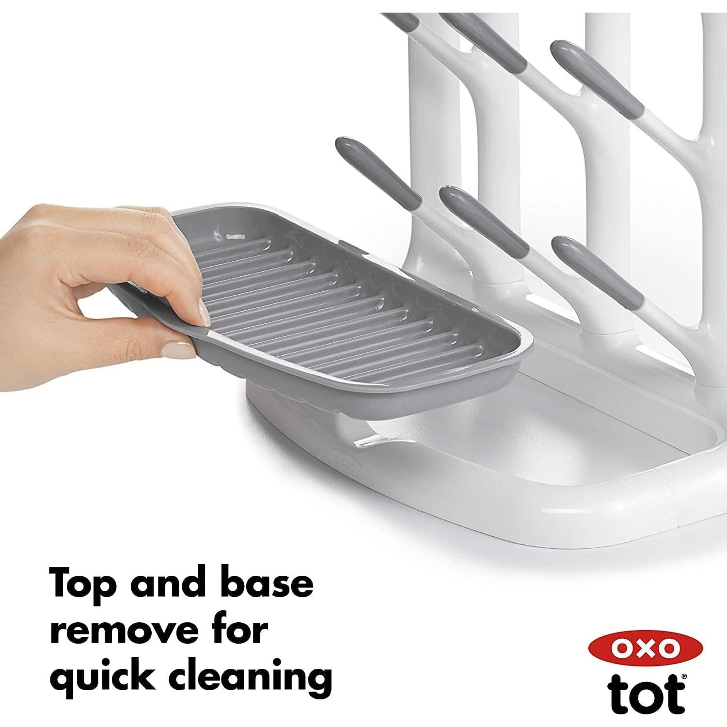 Estante de Secado OXO Tot + Dispensador de Toallitas Gris