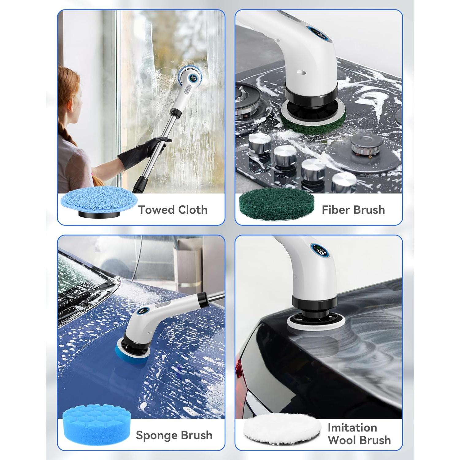 Limpiador Eléctrico PunaFlex A12 Inalámbrico con 7 Cepillos