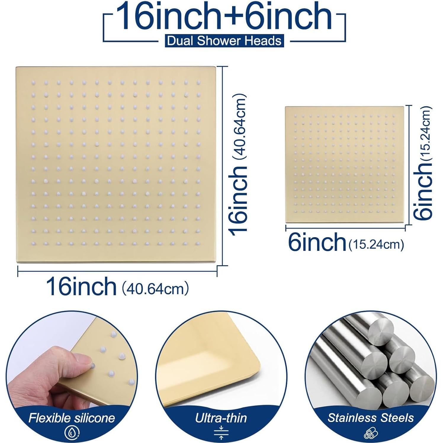 Sistema de Ducha Doble Cabezal NPYSVSS Oro Cepillado 3 Vías