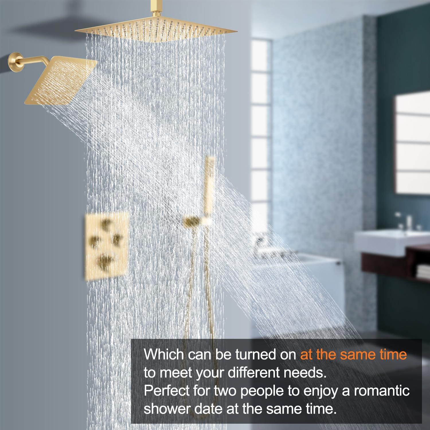 Sistema de Ducha Doble Cabezal NPYSVSS Oro Cepillado 3 Vías