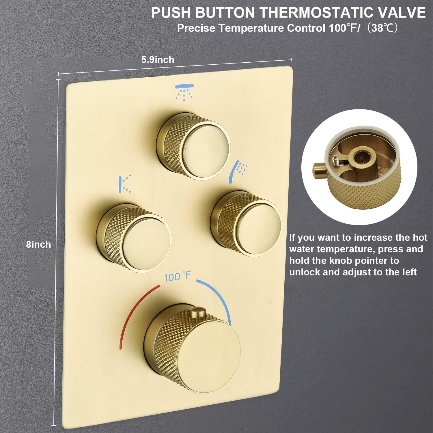 Sistema de Ducha Doble Cabezal NPYSVSS Oro Cepillado 3 Vías