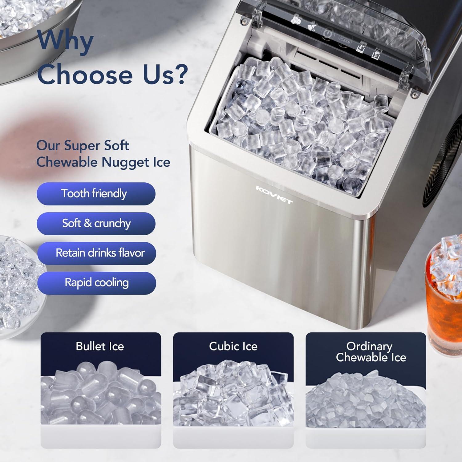 Máquina de Hielo Nugget KOVIET IM01 19kg/día Gris Plateado