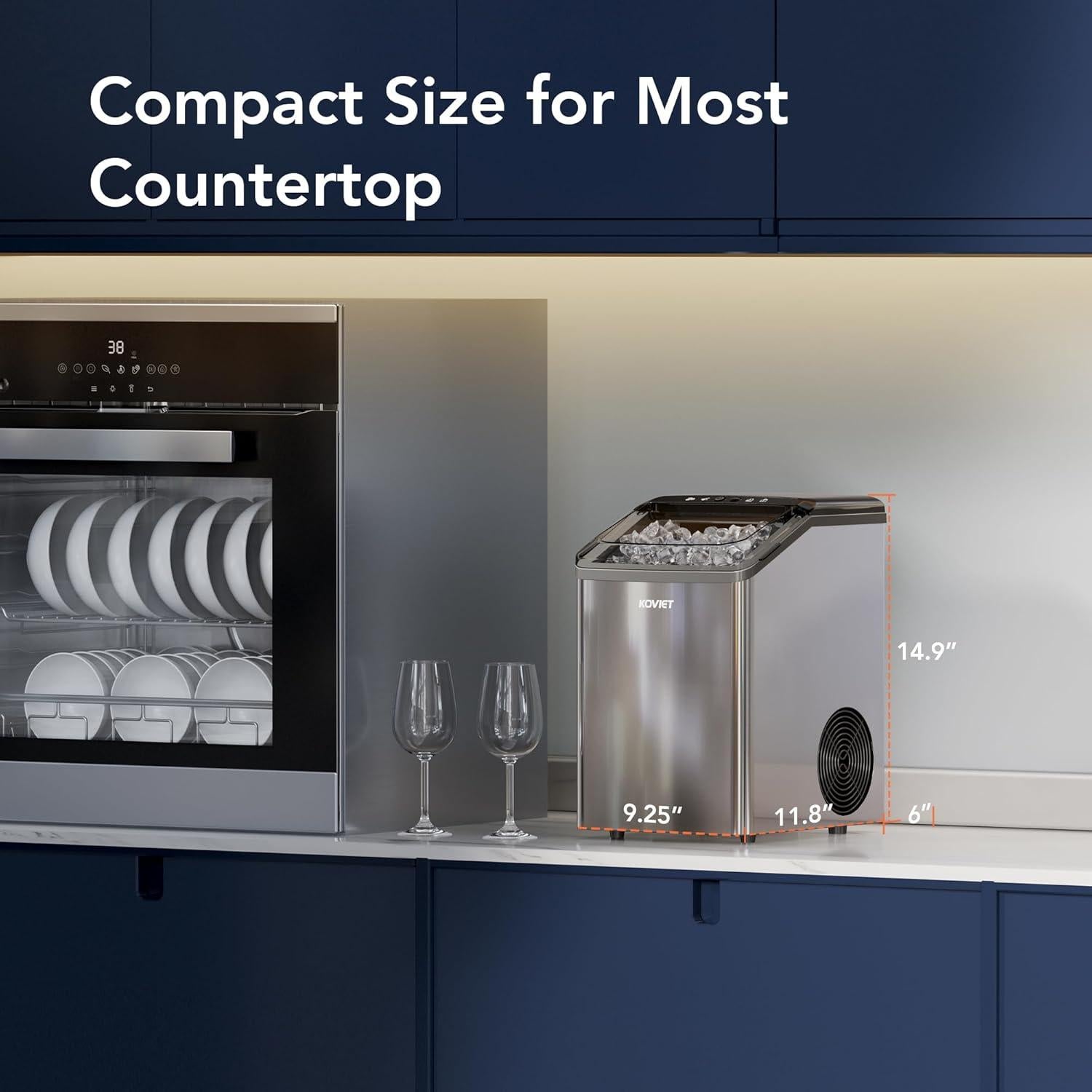 Máquina de Hielo Nugget KOVIET IM01 19kg/día Gris Plateado