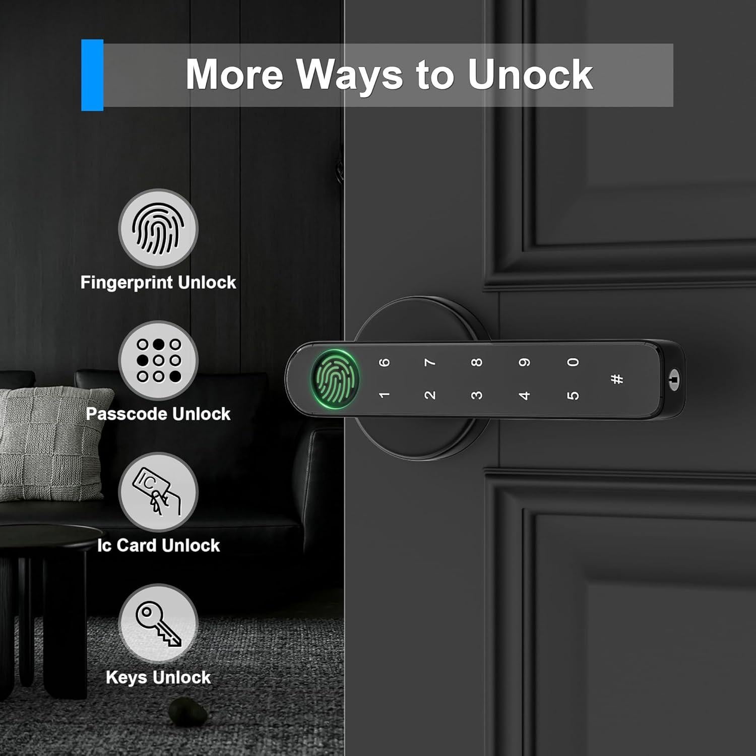 Cerradura Biométrica HEIXSMT Sin Llave Negra para Puerta