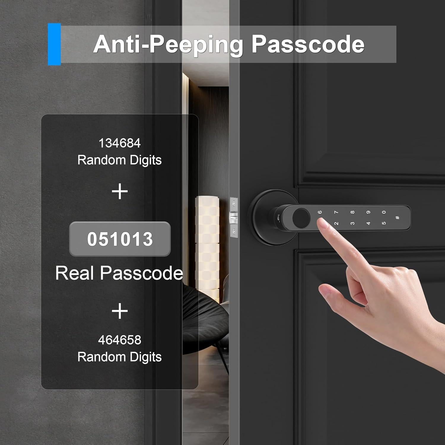 Cerradura Biométrica HEIXSMT Sin Llave Negra para Puerta