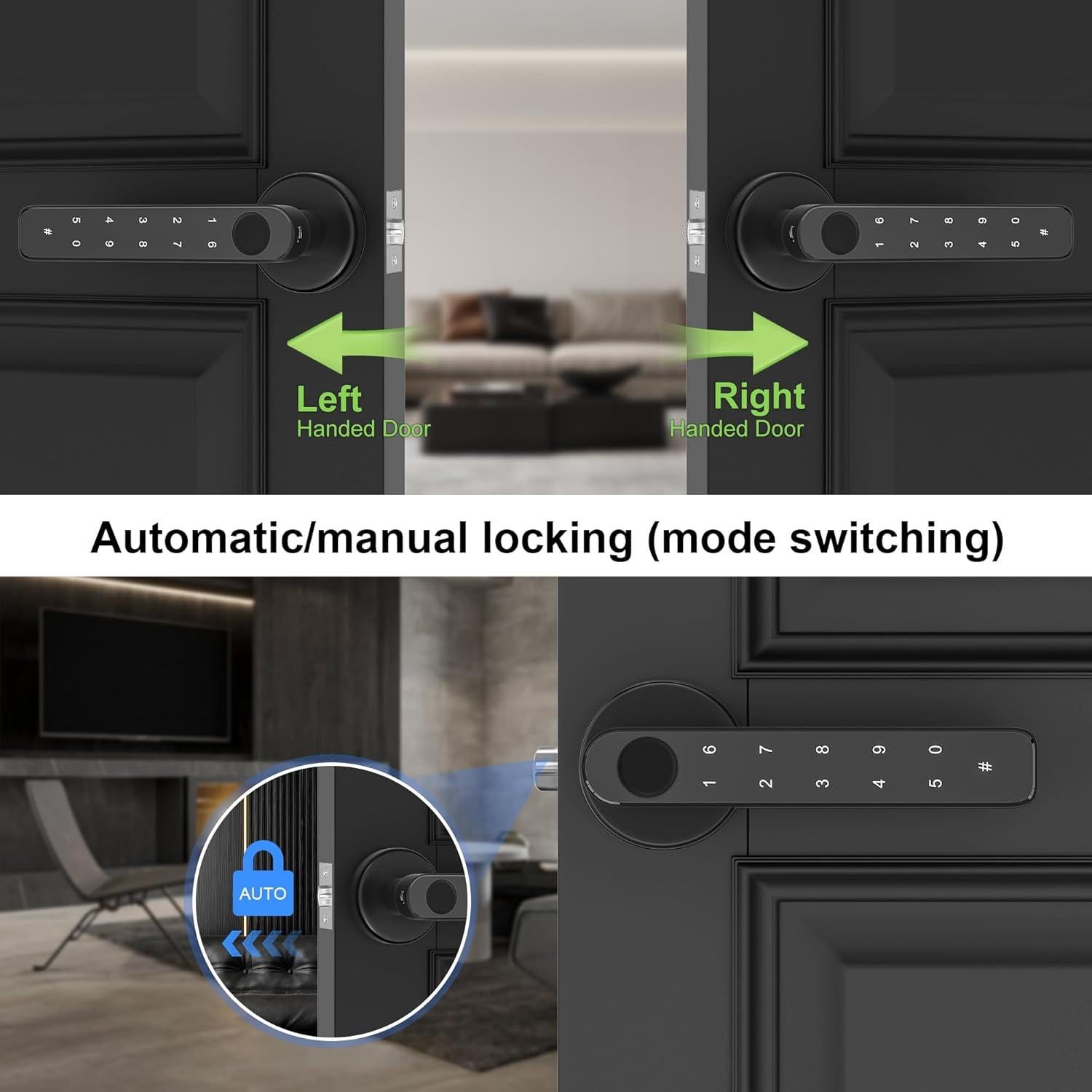 Cerradura Biométrica HEIXSMT Sin Llave Negra para Puerta