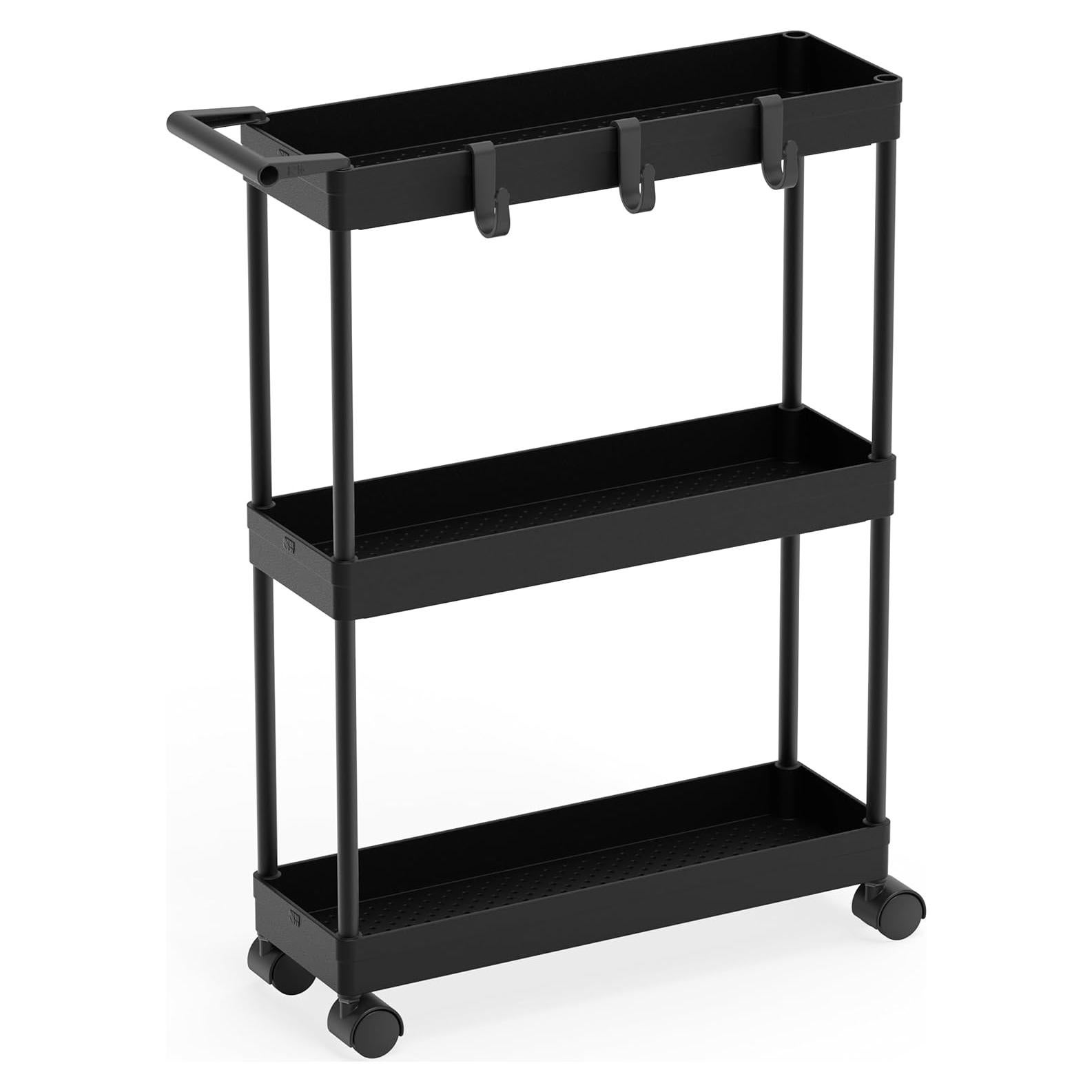 Carro de Cocina Delgado Simple Houseware 3 Niveles Negro