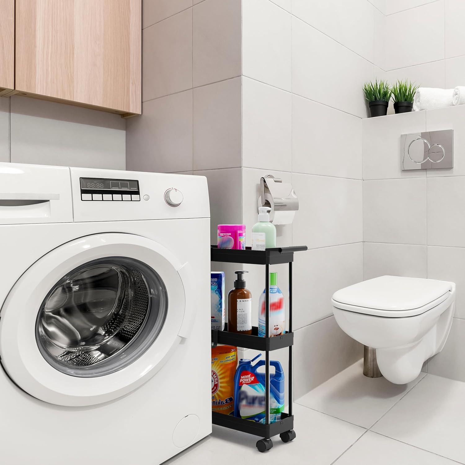 Carro de Cocina Delgado Simple Houseware 3 Niveles Negro