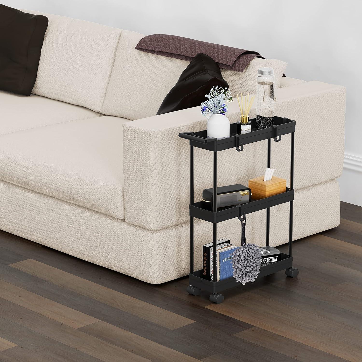 Carro de Cocina Delgado Simple Houseware 3 Niveles Negro