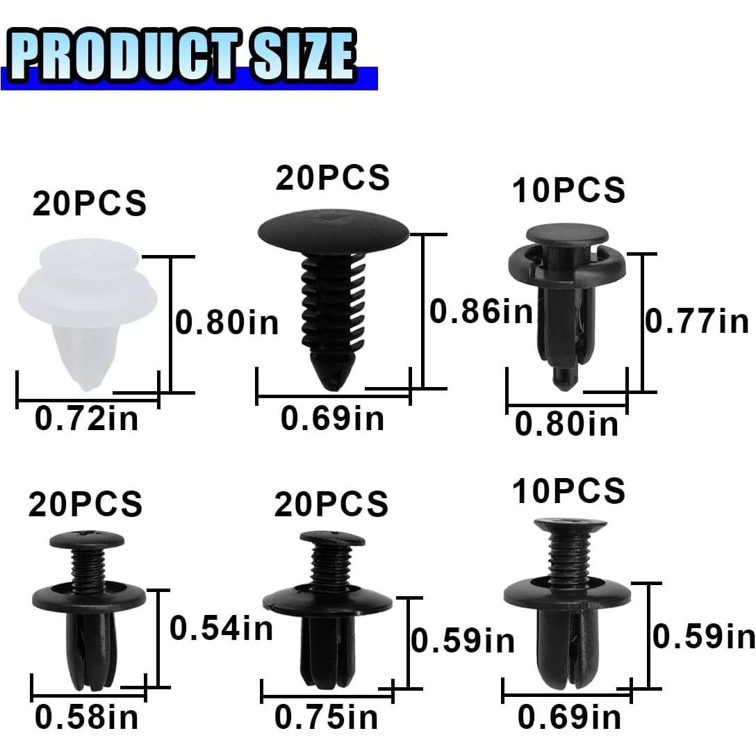 Kit de Clips de Remache para Parachoques DUSCOKE 100 Piezas