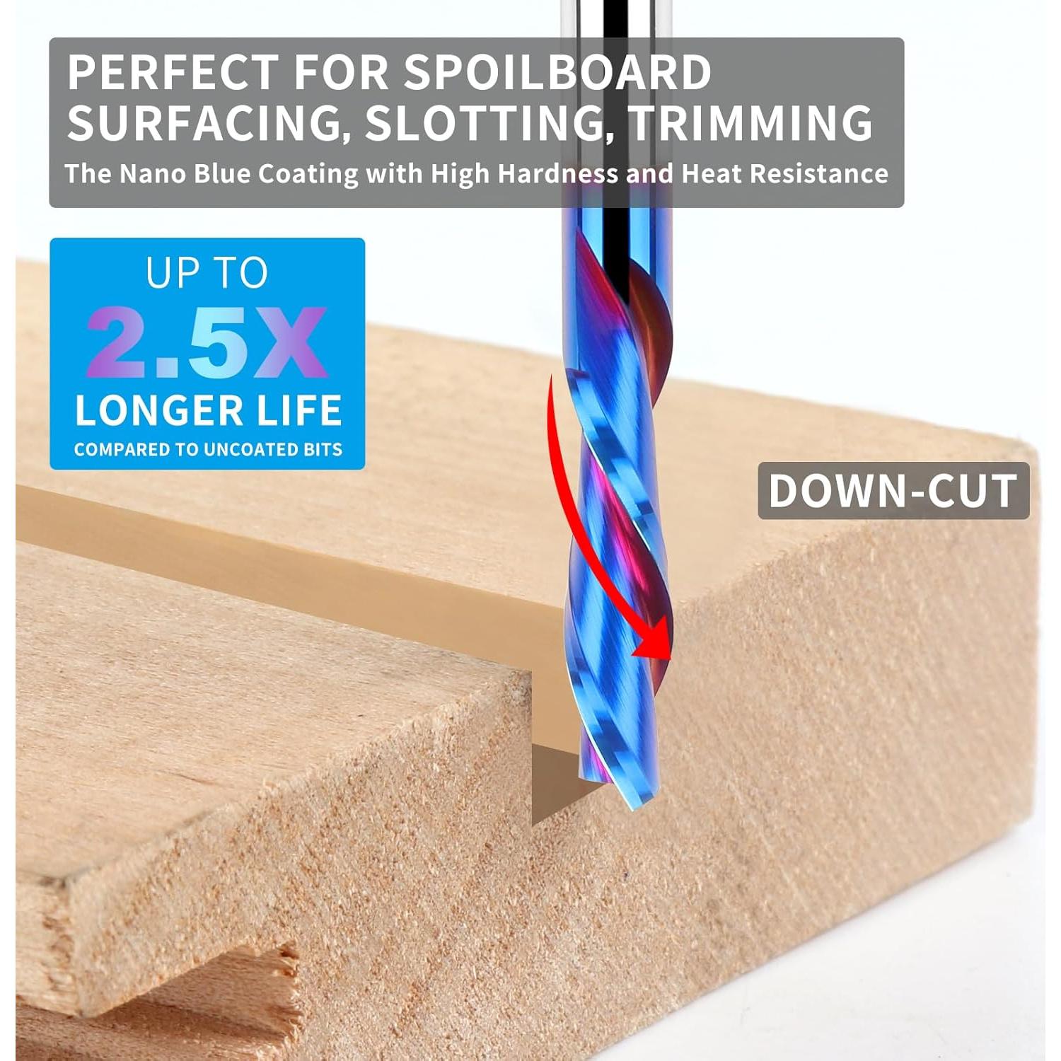 Fresa de Router EANOSIC 1/4" Carburo Sólido Azul CNC