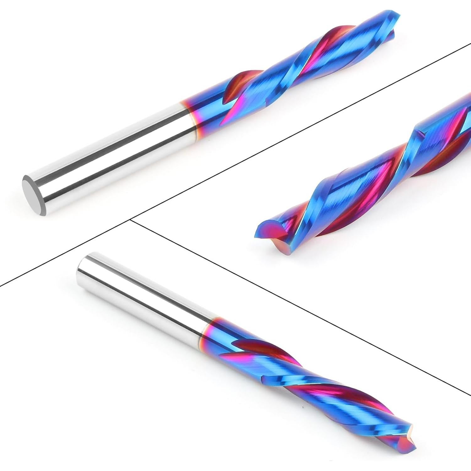 Fresa de Router EANOSIC 1/4" Carburo Sólido Azul CNC