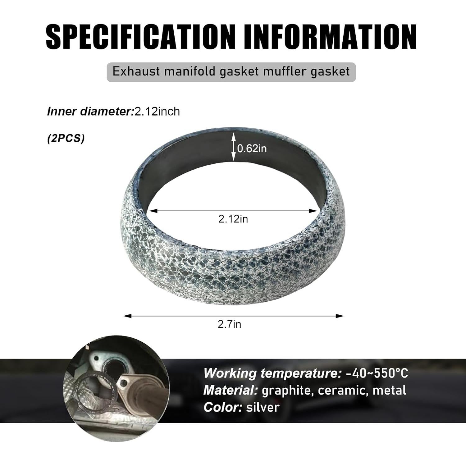 Junta de Escape de Coche KVAEY 54mm 2PCS a Prueba de Fugas