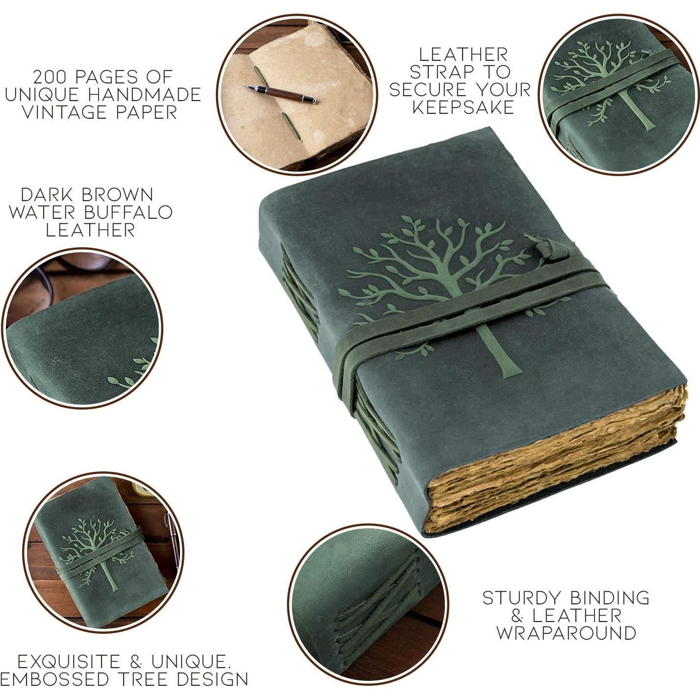 Diario de Cuero Vintage NomadCraftsCo. 240 Páginas Papel Antiguo