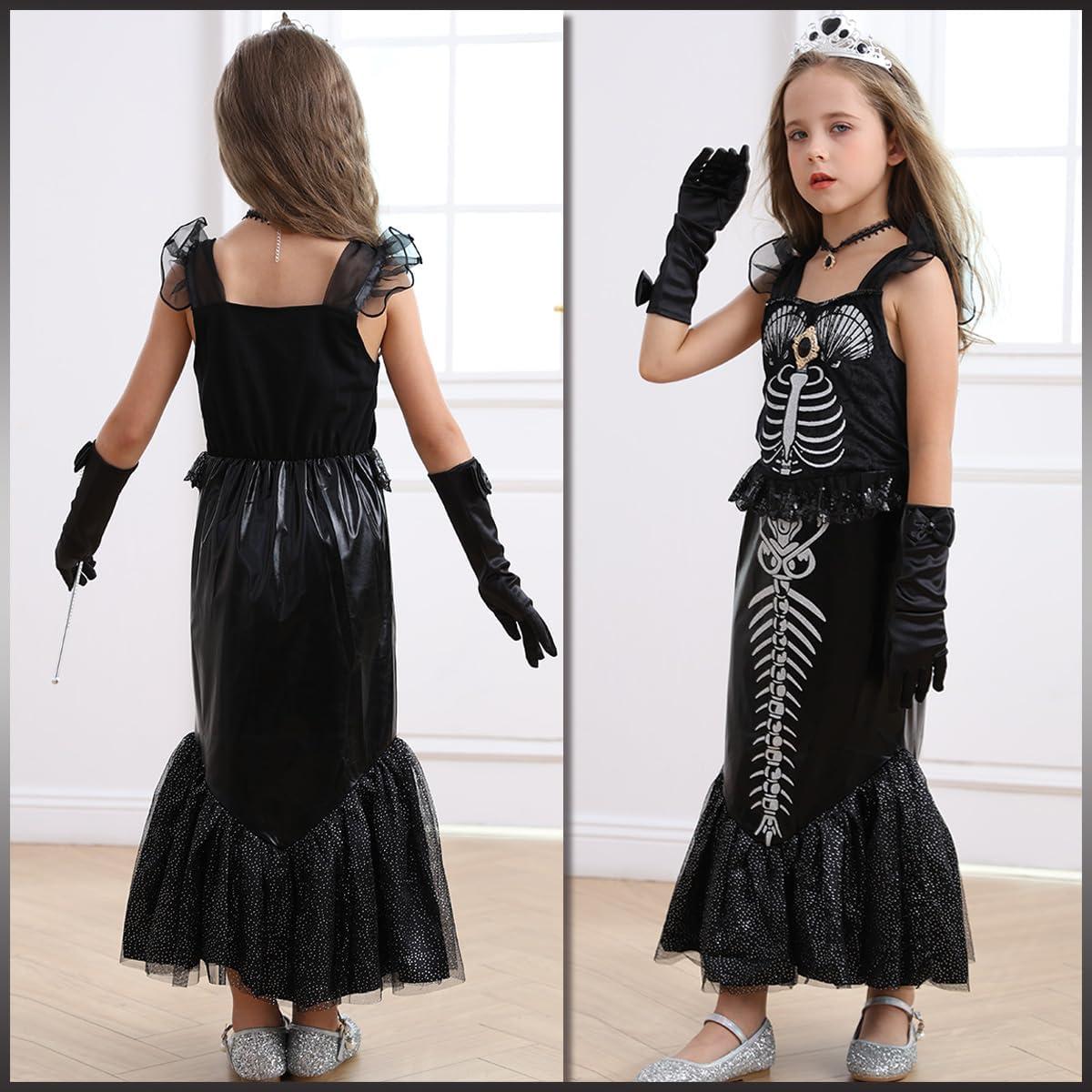 Disfraz de Sirena Esqueleto Negro para Niñas 2-8 años