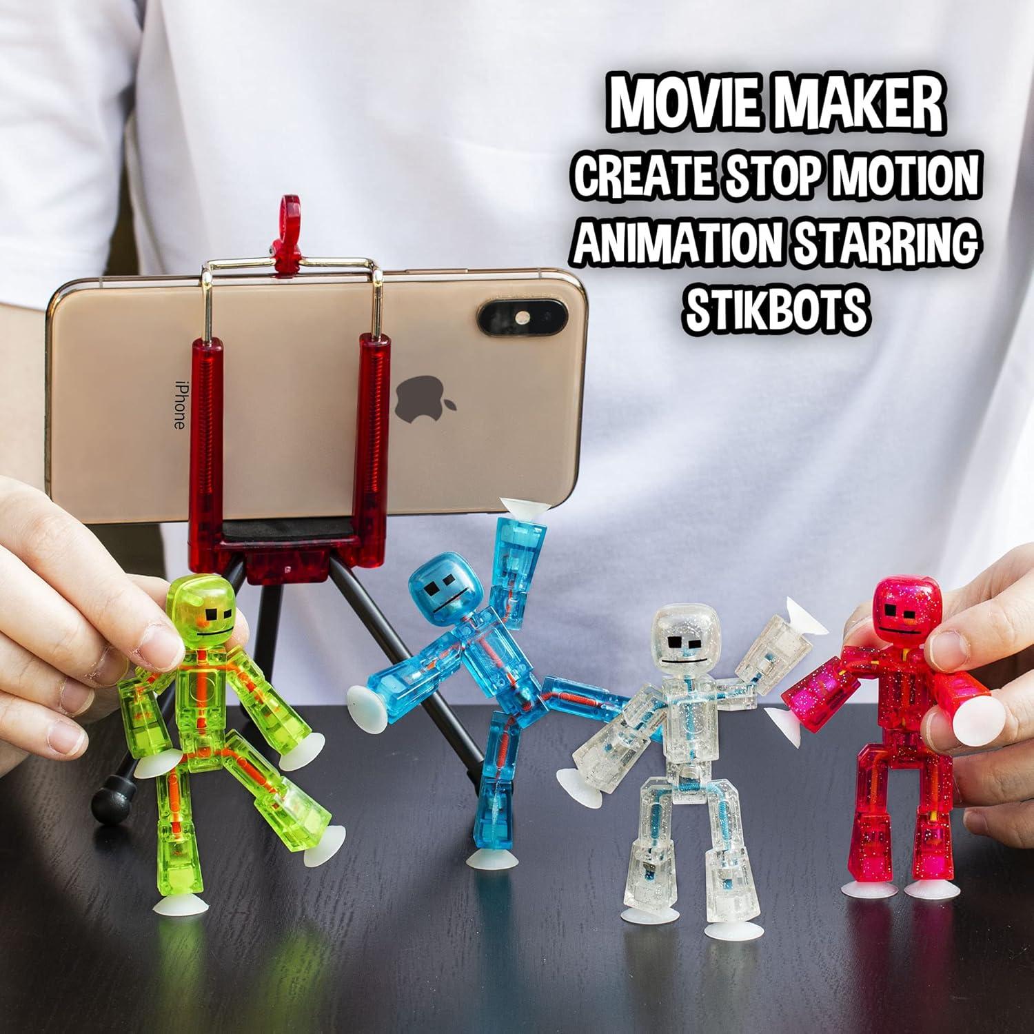 Set de 8 Figuras StikBot Transparentes + Trípode para Stop Motion