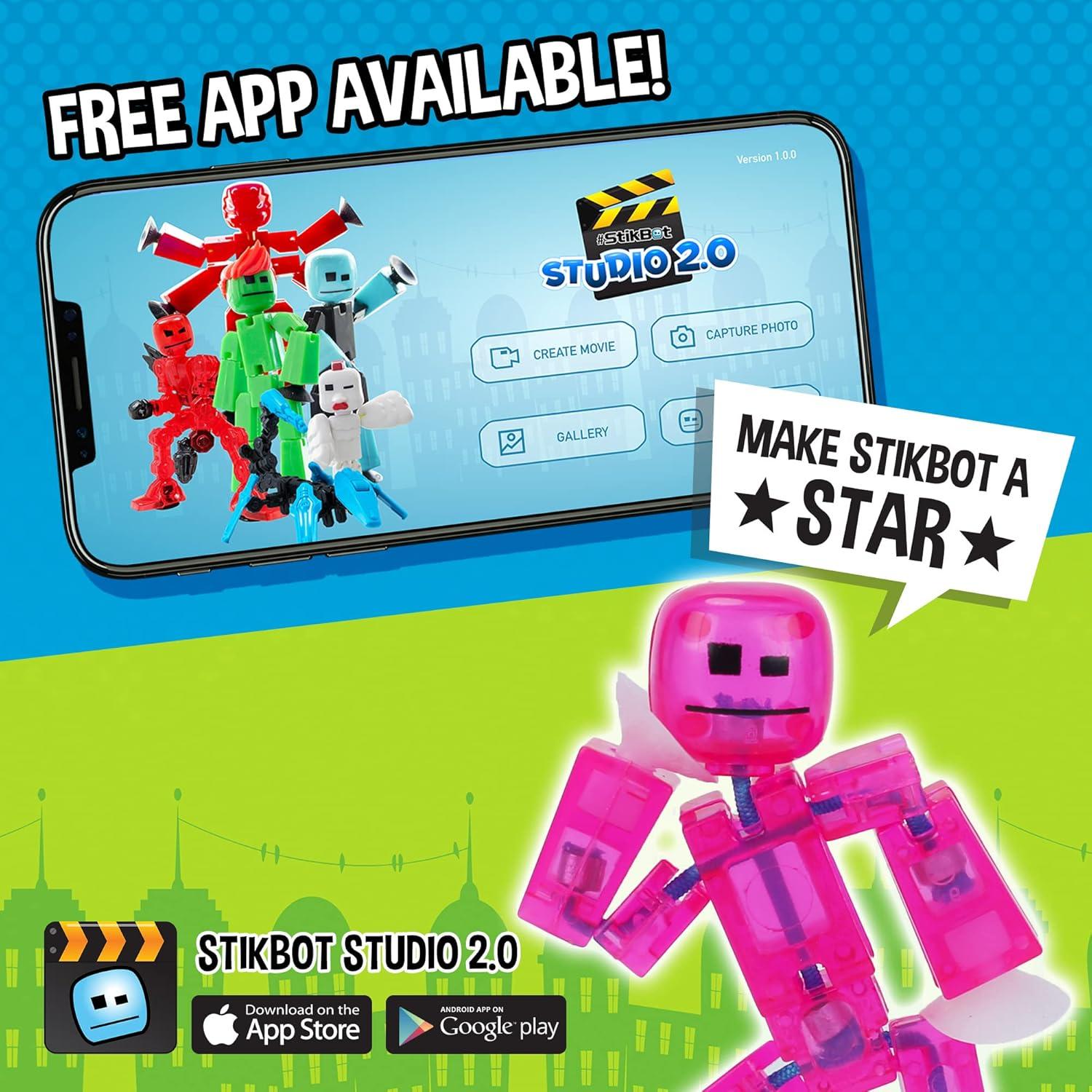 Set de 8 Figuras StikBot Transparentes + Trípode para Stop Motion