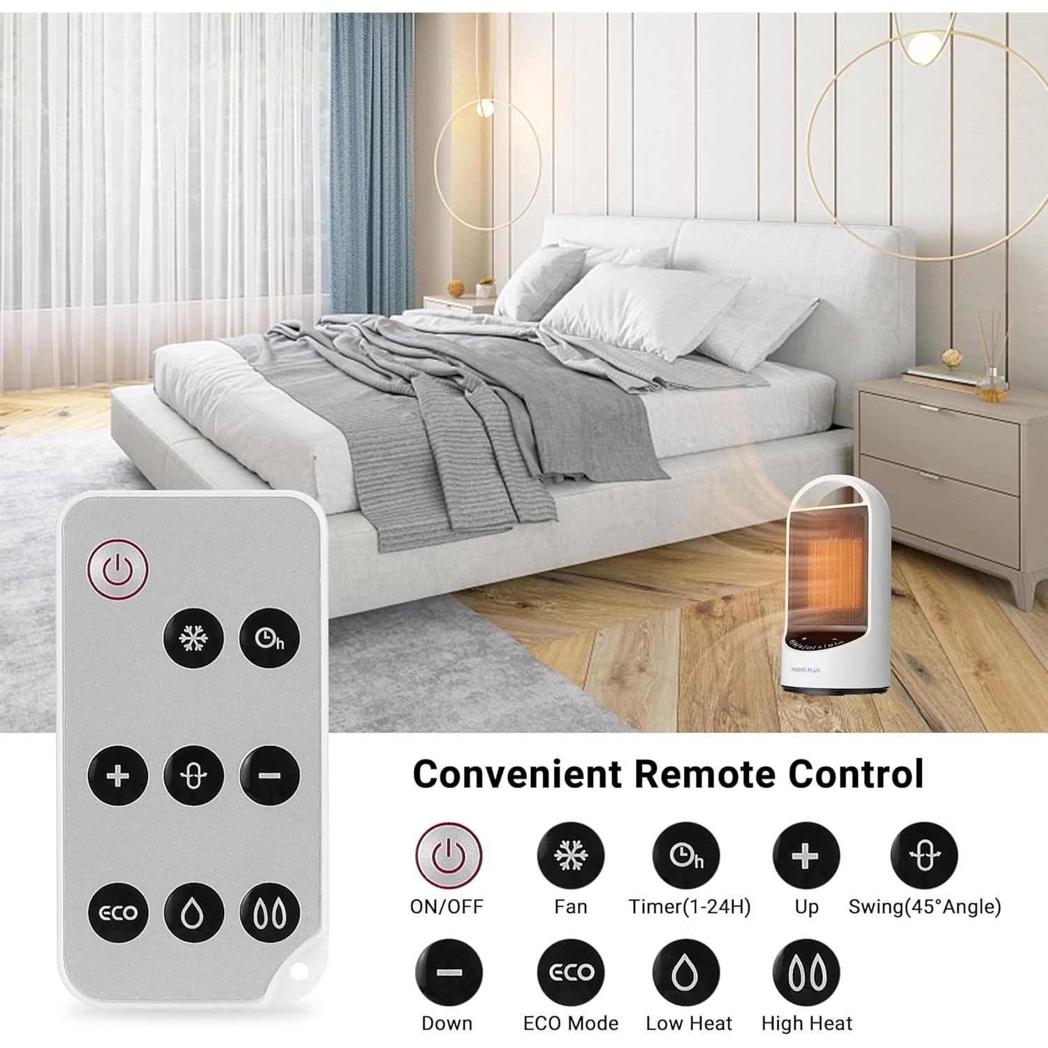 Calentador Eléctrico INKBIRDPLUS 1500W con Control Remoto y Temporizador