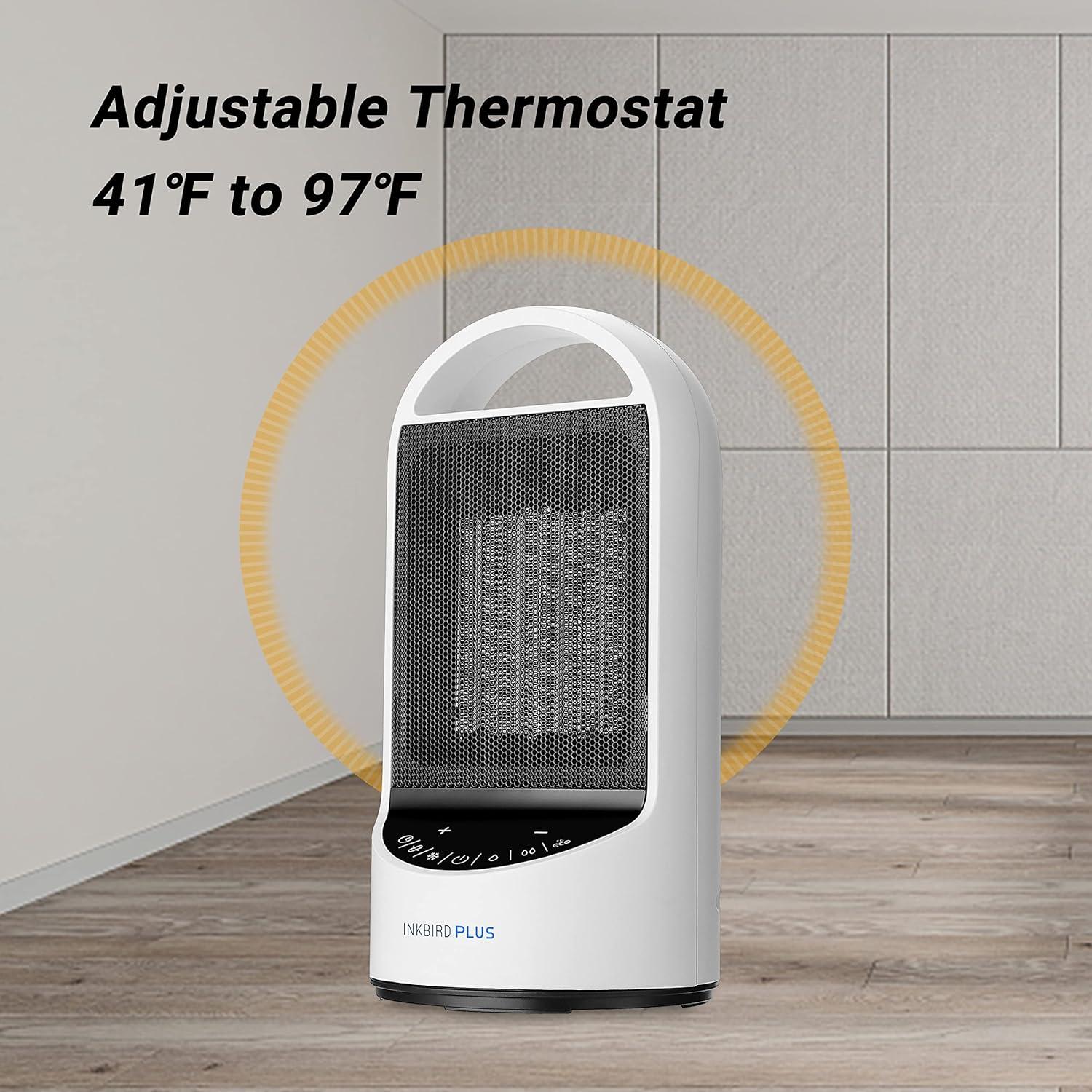 Calentador Eléctrico INKBIRDPLUS 1500W con Control Remoto y Temporizador