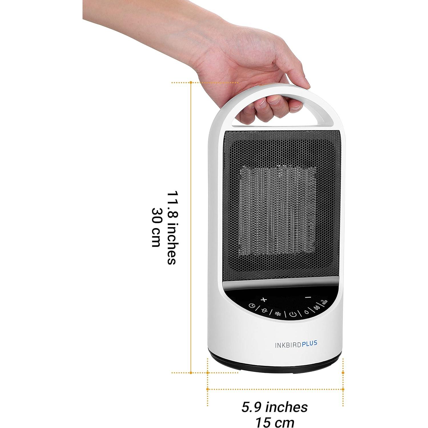 Calentador Eléctrico INKBIRDPLUS 1500W con Control Remoto y Temporizador