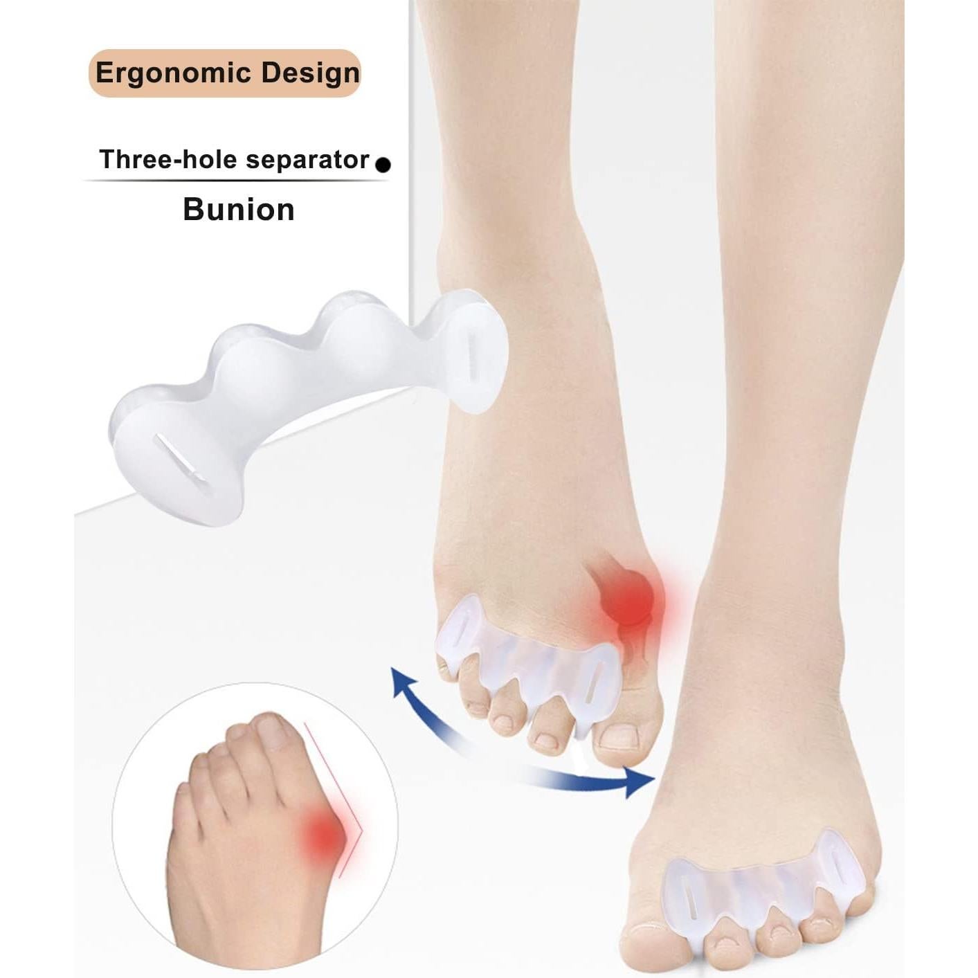 Separadores de Dedos de Silicona Golbylicc - 2 Pares para Juanetes