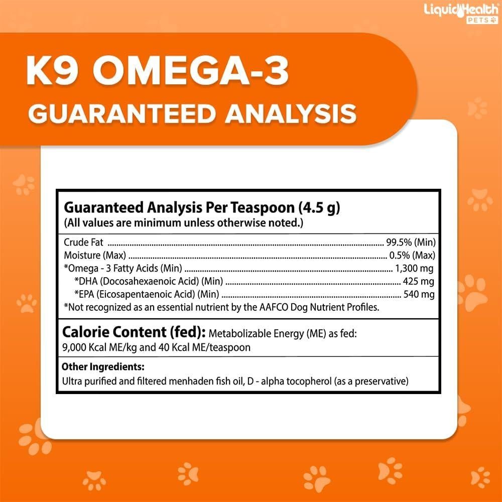 Aceite de Pescado Omega 3 K9 Liquid Health 473 ml para Perros