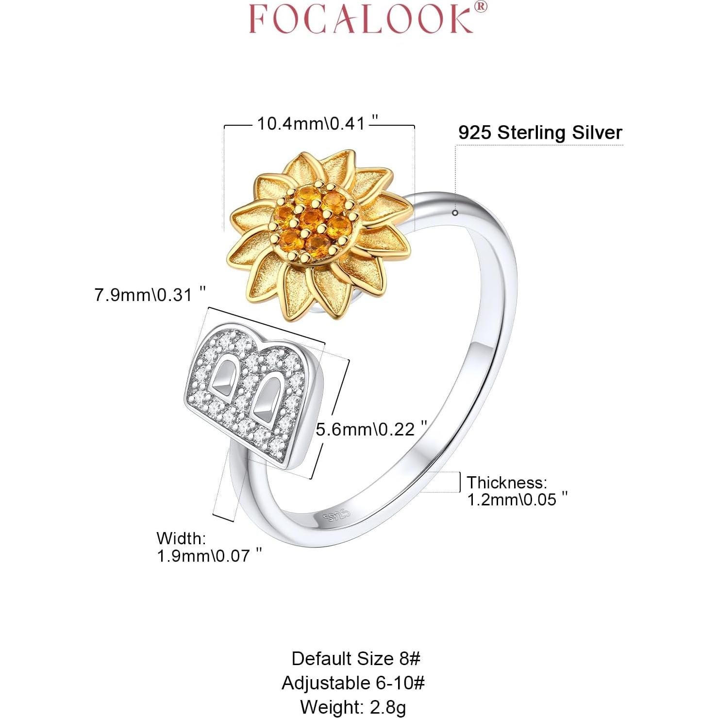 Anillo Fidget de Plata Esterlina 925 Focalook para Mujeres