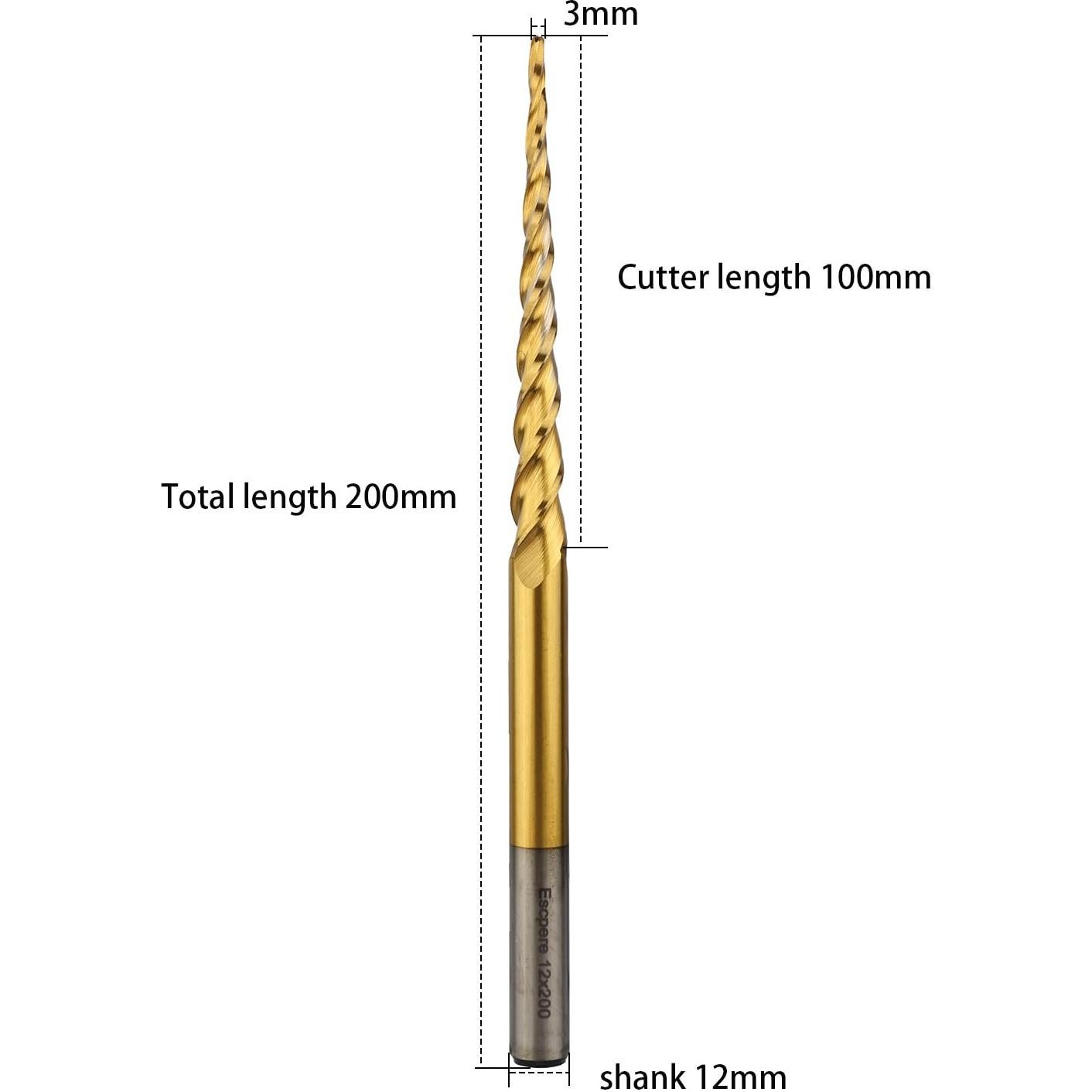 Bit de Espuma CNC Escpere D12xR1.5x100mm Cónico
