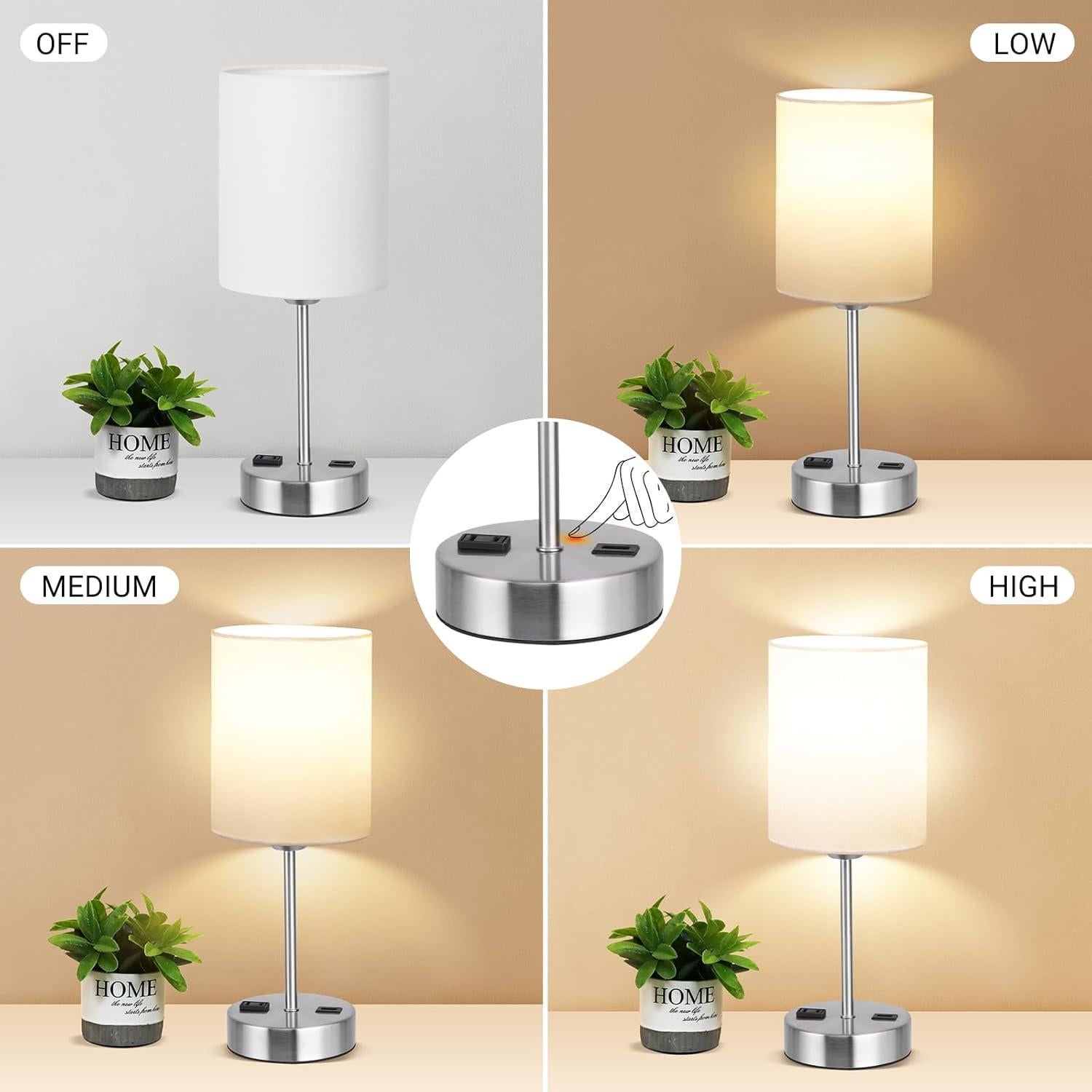 Lámparas de Mesa Táctiles PARTPHONER Juego de 2 con USB