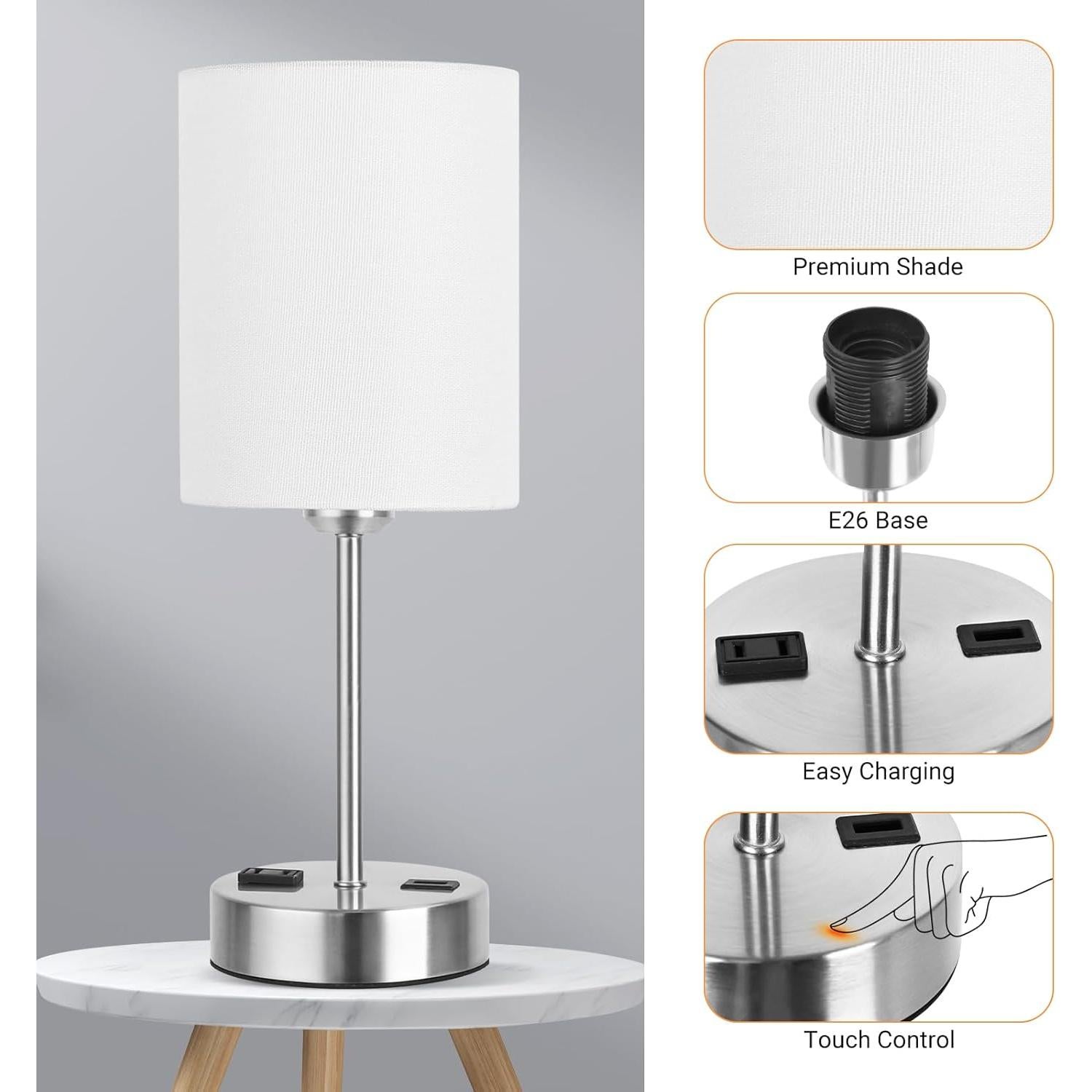 Lámparas de Mesa Táctiles PARTPHONER Juego de 2 con USB