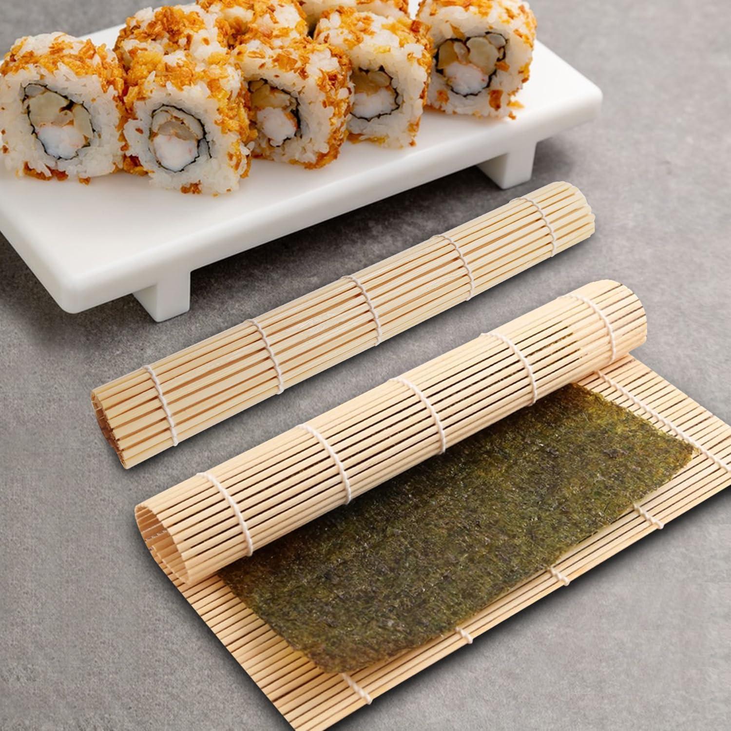 1 PCS 9.5" x 9.5" Natural Bamboo Sushi Rolling Mat,Bamboo Sushi Makisu Rolling Mat, Sushi Roller, Sushi Maker, Sushi Making Kit For beginners