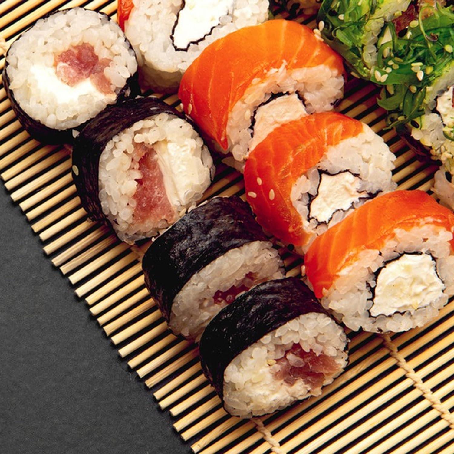 1 PCS 9.5" x 9.5" Natural Bamboo Sushi Rolling Mat,Bamboo Sushi Makisu Rolling Mat, Sushi Roller, Sushi Maker, Sushi Making Kit For beginners