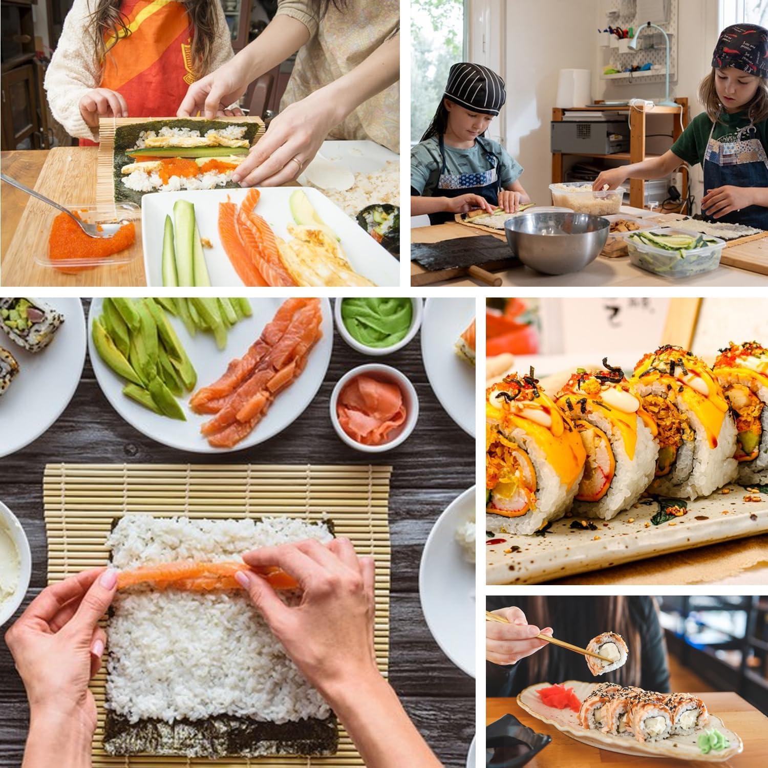 1 PCS 9.5" x 9.5" Natural Bamboo Sushi Rolling Mat,Bamboo Sushi Makisu Rolling Mat, Sushi Roller, Sushi Maker, Sushi Making Kit For beginners