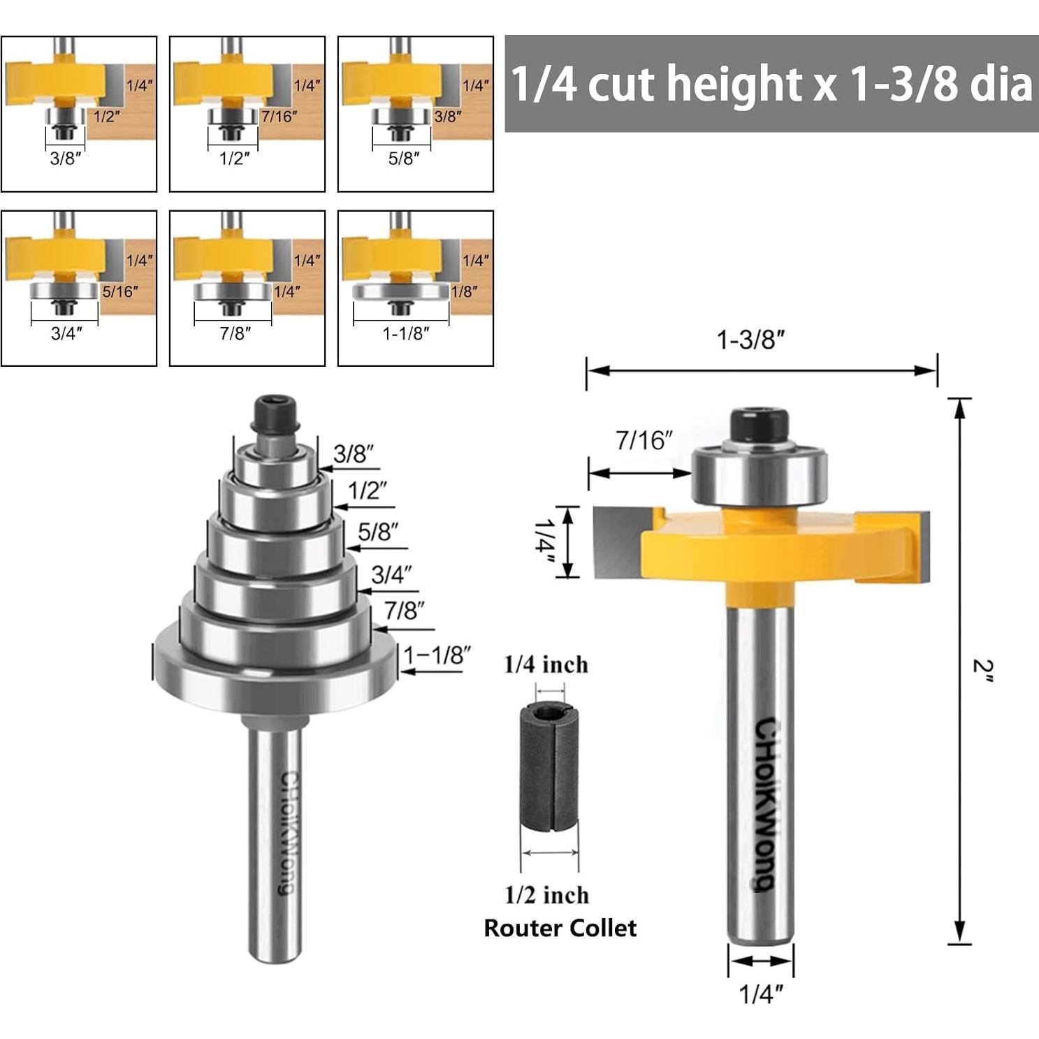 Juego de Fresas de Rebaje CHoiKWong 1/4" Mango Carburo