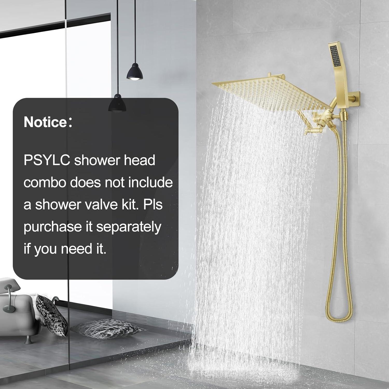 Cabezal de Ducha de Lluvia Psylc 10" Oro Cepillado Doble Alta Presión