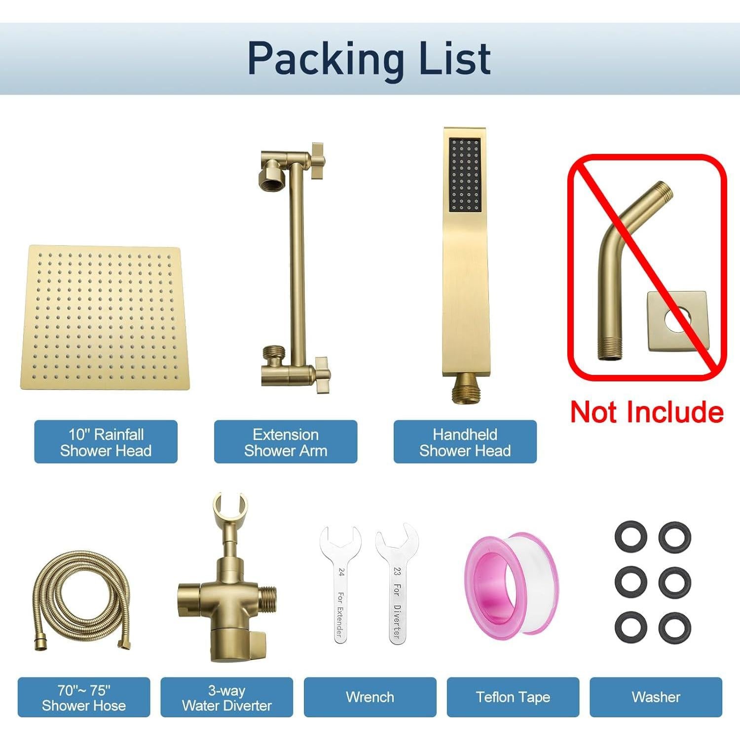 Cabezal de Ducha de Lluvia Psylc 10" Oro Cepillado Doble Alta Presión